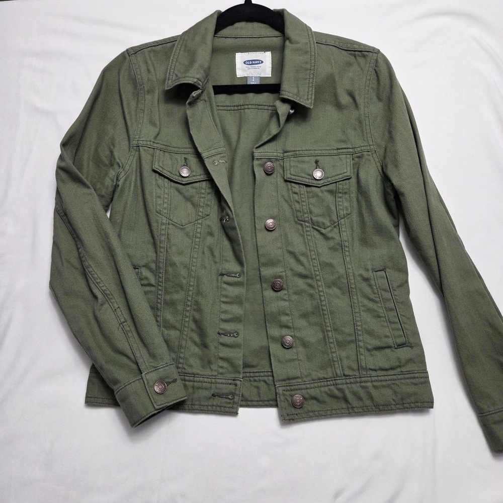 Old Navy Olive Green Utility Twill Trucker Jacket S